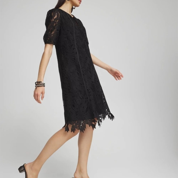 Plus Size - Chico's Black Lace Midi Dress - Picture 7 of 9